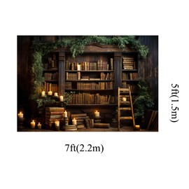 Kate 7x5ft Interior Bookshelf Ancient Books Photo Backdrops for Photography Retro Wooden Study Photographic Background