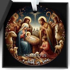 Christmas Ornaments Nativity Scene Christian Religious Decorative Hanging Ornament Winter Holiday Keepsake Christmas Christian Gifts Women Family Friend Baby Jesus Birth for Xmas Tree Decorations