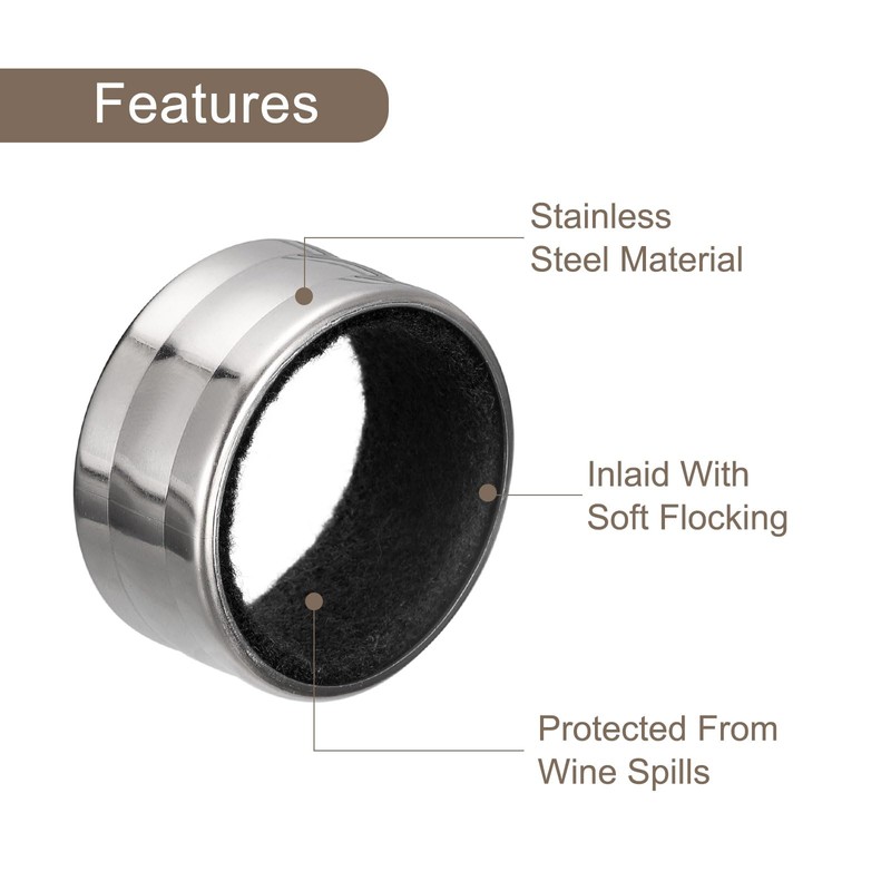 uxcell 4Ps Wine Bottle Collars, Stainless Steel Wine Drip Rings