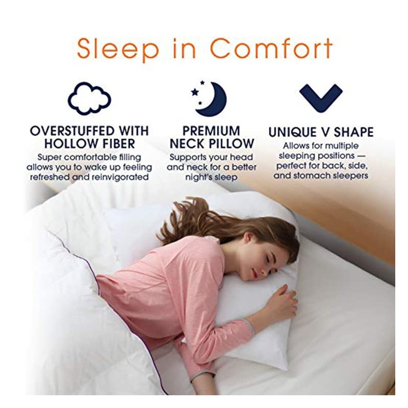 Soft Support V Pillow with Microfiber Pillowcase Hollowfibre/Polyester V Pillow