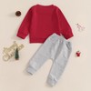 MAHUAOYIXI Toddler Boys Christmas Outfits Letter Embroidery Long Sleeve Crew