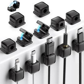 Cable Holder Cable Clips Adjustable Cable Organiser Magnetic Cable Clip Holder Magnetic Desk Cable (Black)