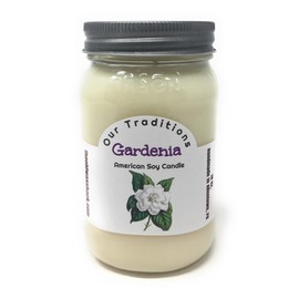 The Old Wax Shack Gardenia Soy Candle - Floral, 100% Soy Candle, 16 Oz. Mason Jar