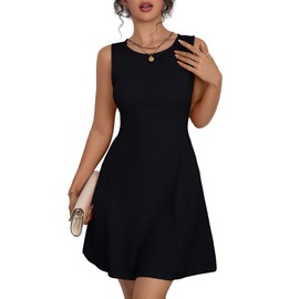 TITOMD Women's A-Line Boat Neck Flowy Mini Dress - Black Party Dress for Women Summer Party Club Formal Little Short Teen Dresses Black-M