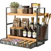 Harnidipa 2 Tier Spice Rack Organizer for Countertop with Drawer
