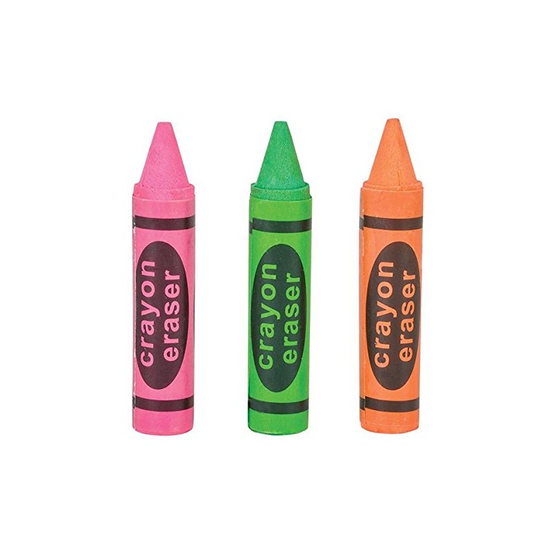 Rhode Island Novelty Crayon Shaped Erasers Assorted Colors 2.5 Inch
