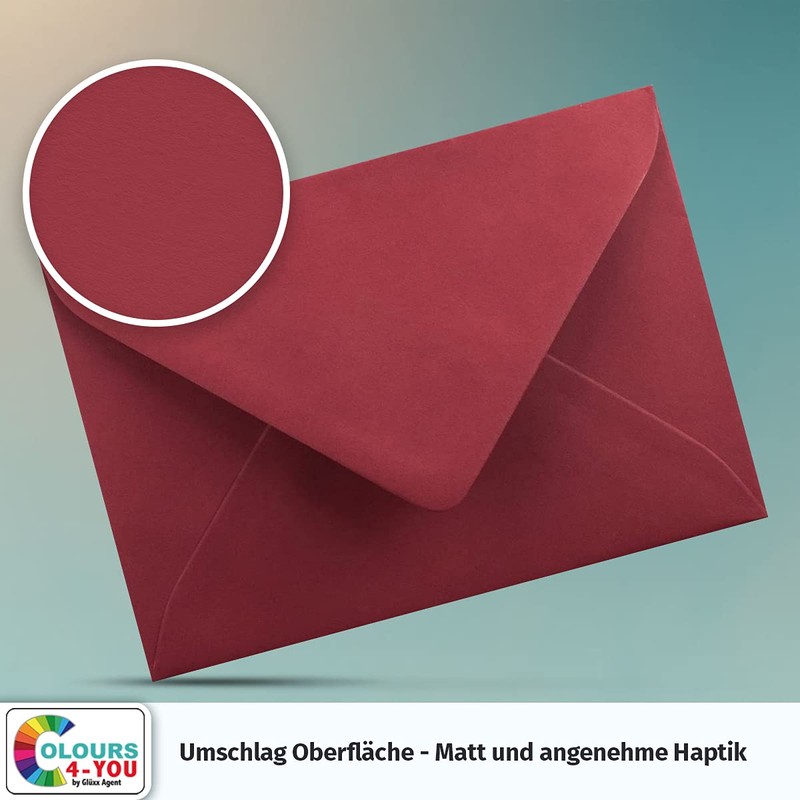 COLOURS-4-YOU Envelopes, DIN C6, Dark Red, 11.4 x 16.2 cm,
