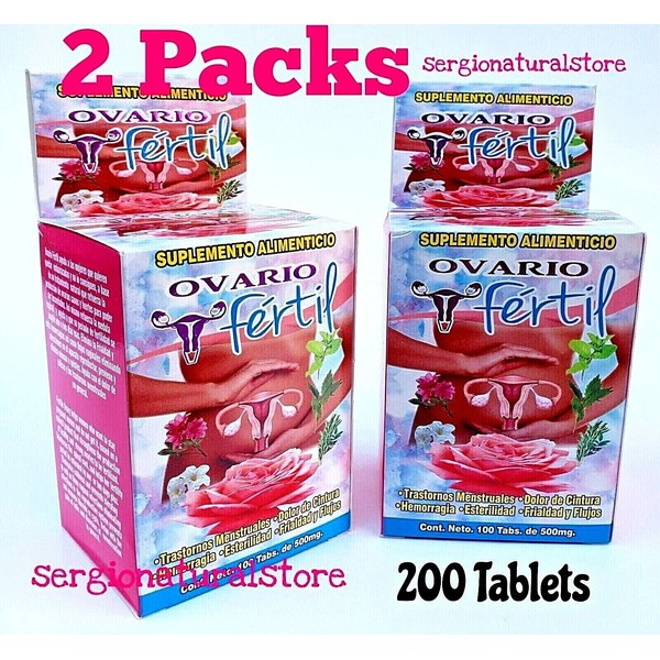 Ovario Fertil 200 tablets 500 mg Nutritional supplement 100% Original (2 Packs)
