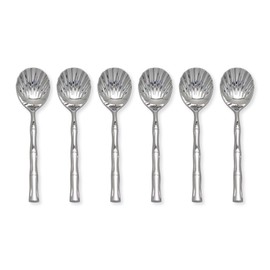 UPware 6-Piece 18/8 Stainless Steel Sugar Spoon Set with Bamboo Style Handle, Mirror Polished, Dishwasher Safe