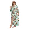 Women's Plus Size Long Lightweight Floral Cotton Kimono Maternity Delivery