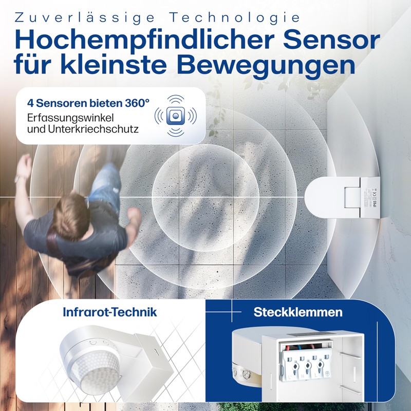 HUBER Motion 100 Infrared Motion Sensor 360° with 4 Sensors