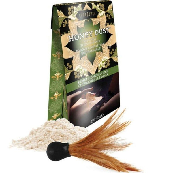 KAMA SUTRA Honey Dust Sweet Honeysuckle 1 oz/28 g – Edible Body Powder with Feather Tickler/Applicator Included, Travel-Sized, Moisture Wicking and Kissable