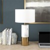Henn&Hart 13" Marble/Brass Marble/Metal/Fabric Table Lamp
