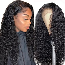 Lace Front Wigs Human Hair 26 Inch Water Wave Closure Wigs Human Hair Water Wave Lace Front Wigs Brazilian 4x4 Lace Front Wigs Curly Human Hair Wigs Deep Wave Wet and Wavy Lace Front Wigs Human Hair
