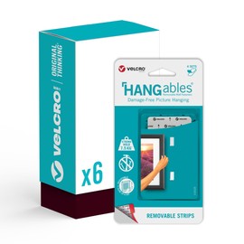 VELCRO Brand - HANGables Picture Hanging Strips - 6 Packs of 4 Sets - 76mm by 44mm Strips - Damage Free Picture Hanging for Pictures, Mirrors, Wall Décor - 4 Sets Hold 7.5kg - Hang up to 6 Pictures