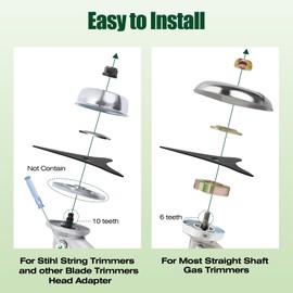 Huazu Brush Cutter Blades, 3 Teeth Carbon Steel Weed Wacker Replacement Blade with Adapter Kits, Fits Husqvarna, Stihl, Ego, Oregon, Makita Brush Cutters, Weedwacker (2-Pack)