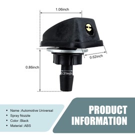 Anyhut 2 PCS Windshield Washer Nozzle, Automotive Fan-Spout Sprayer Design Windshield Sprayer Nozzle, Car Parts Replacement Of Windshield Wiper Nozzle, Universal For Most Cars, Trucks, Vans (Black)