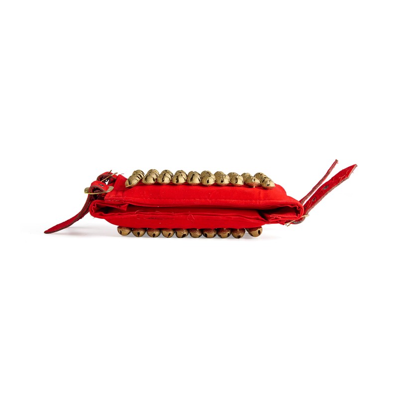 Esplanade Ghungroo Pad for Kathak, Brass 5-Line Ankle Bells, Velvet