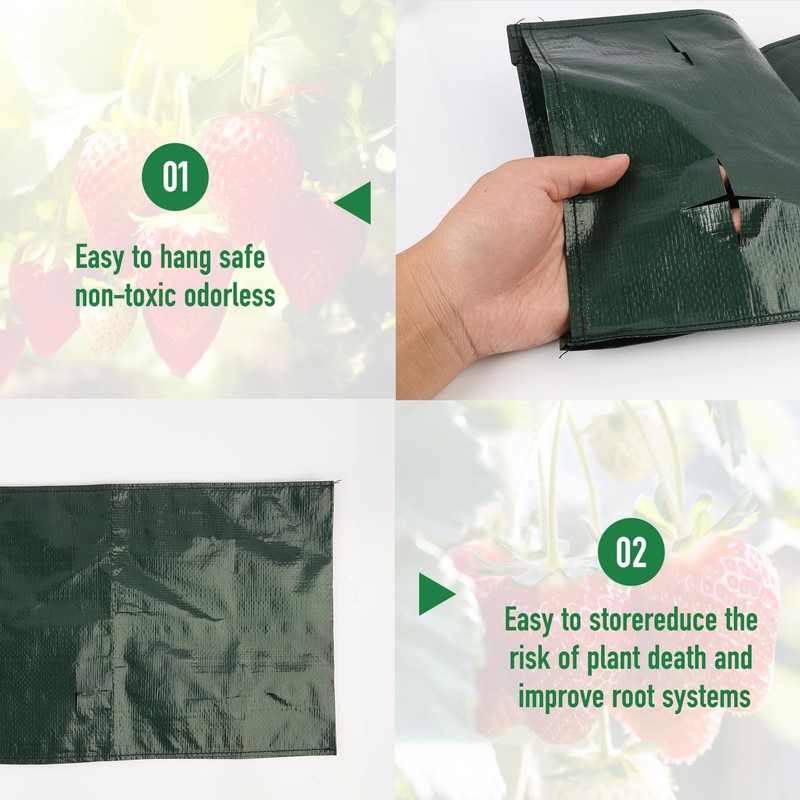 unillea 2PCS Hanging Planter Grow Bags, Breathable Hanging Planterswith 8