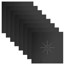 Tiardey 8Pcs Reusable Heat-Resistant Gas Hob Range Protectors, Double Thickness Stovetop Burner Protector Liner Cover 10.6 x 10.6 (Black)