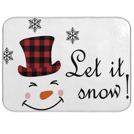 Super Absorbent Dish Drying Mat, Microfiber Fast-Drying Dish Mat, 24" x 18", Kitchen Dish Drying Pad, Watercolor Cute Christmas Winter Snowman