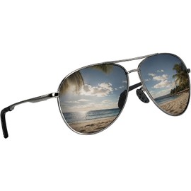 Gafas de sol de aviador clásicas polarizadas ultra livianas, marco de metal con lente de espejo con protección UV 100%