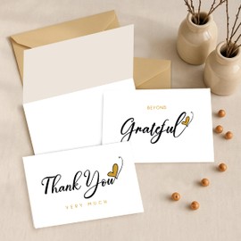 Only Zest 30 Pack Blank Thank You Cards, 4 x 6 Inches Simple Thank You Notes with Envelopes and Stickers, Minimalist Bulk Box Set for Weddings, Baby Showers, Small Businesses, Birthdays, Holiday