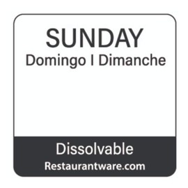 Restaurantware RW Smart 1 Inch 1 Inch Food Rotation Labels 500 Dissolvable Food Safety Labels - Premium Trilingual Black Paper Day Of The Week Labels For Food Storage Or Prep Sunday