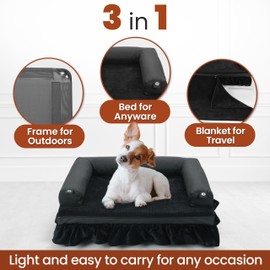 Dog and Dreams 3-in-1 Orthopedic Memory Foam Dog Bed - Washable Cover, Calming Design for Small to Large Dogs, Raised or Flat Use, Plush for Indoors and Outdoors, Fits Crates, Travel Friendly (Small)