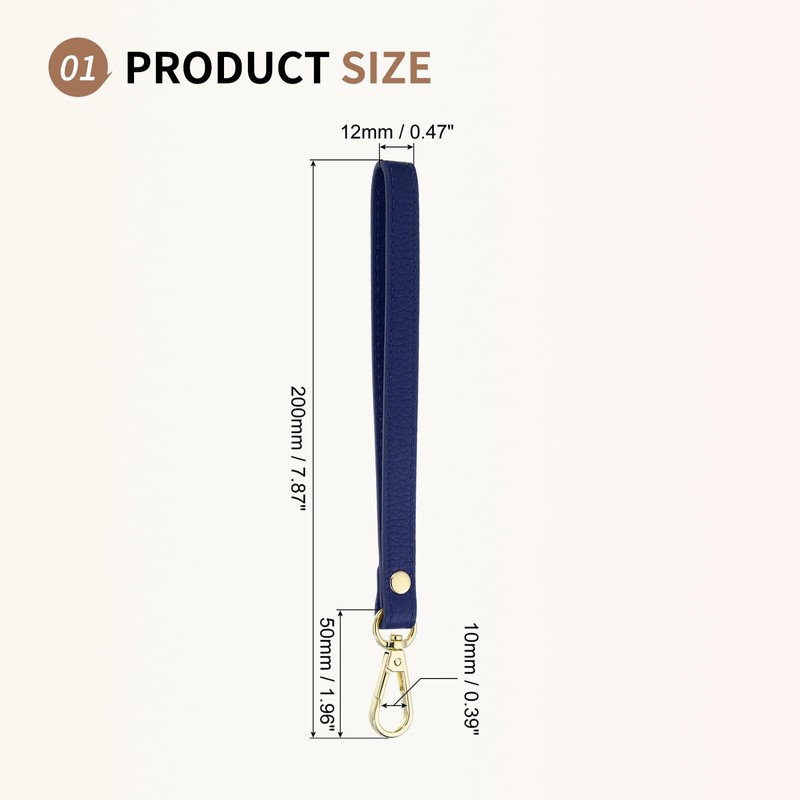 SUIKIHUM Leather Wristlet Strap, (20cm/7.87" Long KeyChain Hand Strap) Leather