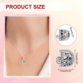 PATIKIL 925 Sterling Silver Letter Charm, Alphabet D Letters Bead Charm Initial Letter Pendants for Bracelets Necklace DIY Jewelry Gift, Silver Tone