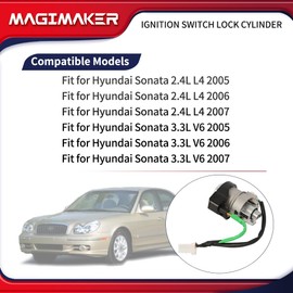 Magimaker Ignition Switch Lock Cylinder with 2 Keys 819053K060 Compatible with Hyundai Sonata 2.4L│3.3L 2005 2006 2007 Does Not Fit for Kia Models Ignition Starter Switch Steering Lock