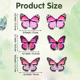 Fiada 6 Pcs Butterfly Screen Magnets for Fridge Decorative Double Sided Screen Door Magnets Flexible Cute Refrigerator Butterfly Magnets for Women Friend Multicolor Kitchen Doors (Pink, Sweet Style)
