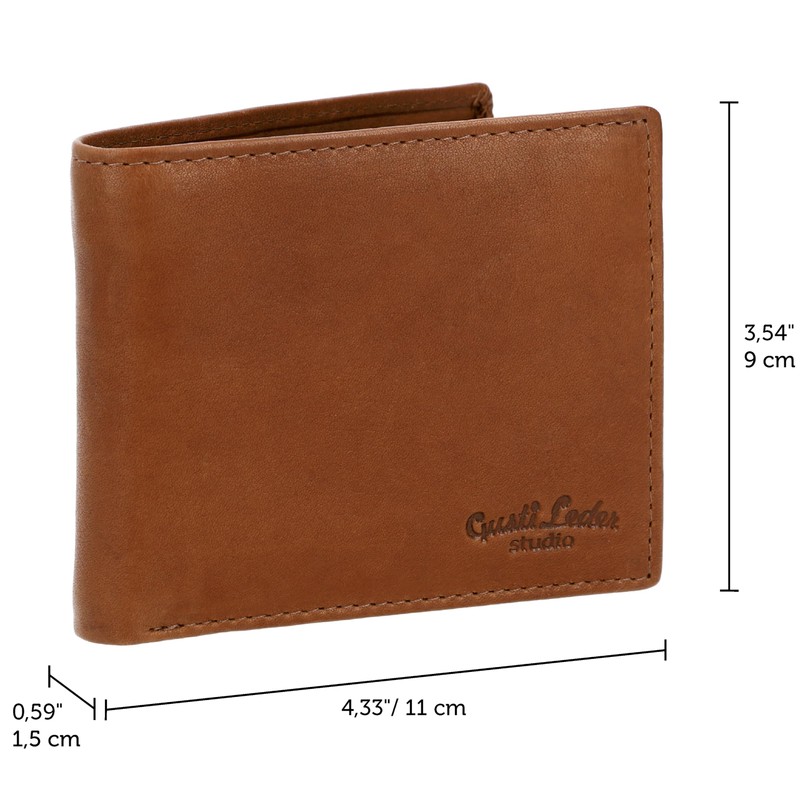 Gusti Foster Men's Leather Wallet RFID Protection Brown Leather, hazelnut,