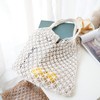 TENDYCOCO Women's Mesh Beach Bag Woven Cotton Hollow Shoulder Bag