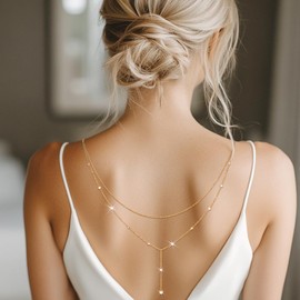 Woeoe Rhinestone Body Chain Back Silver Layered Back Chains Body Jewelry for Women Sexy Nightclub Beach Party Rave