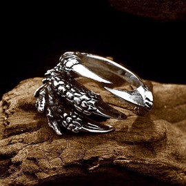 KONFEN Spartan Ring Silver Women Men Skull Adjustable Open Rings Viking Jewellery Dragon Claw Ring Owl Moonstone Ring Olive Green Cheetah Zirconia Ring Index Finger Foot Rings Unisex, Sterling Silver