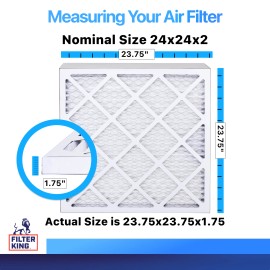 Filter King 24x24x2 Air Filter 6-PACK MERV 8 Actual Size 23.75 x 23.75 x 1.75"