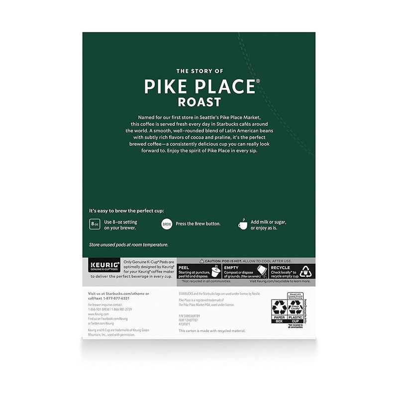 Starbucks Pike Place Roast K-Cups for Keurig , 1 Count