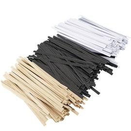 EPCDBBRT 300 Pieces Candy Twist Ties, Brown, White, Black, Iron Wire, Kraft Paper Handle, Packaging Ties