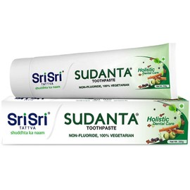 Sri Sri Tattva Sudanta Herbal Toothpaste - All Natural, Fluoride Free Tooth Paste with Cloves, Cinnamon, Bakul & More - 200g (Pack of 4), for Kids and Adults