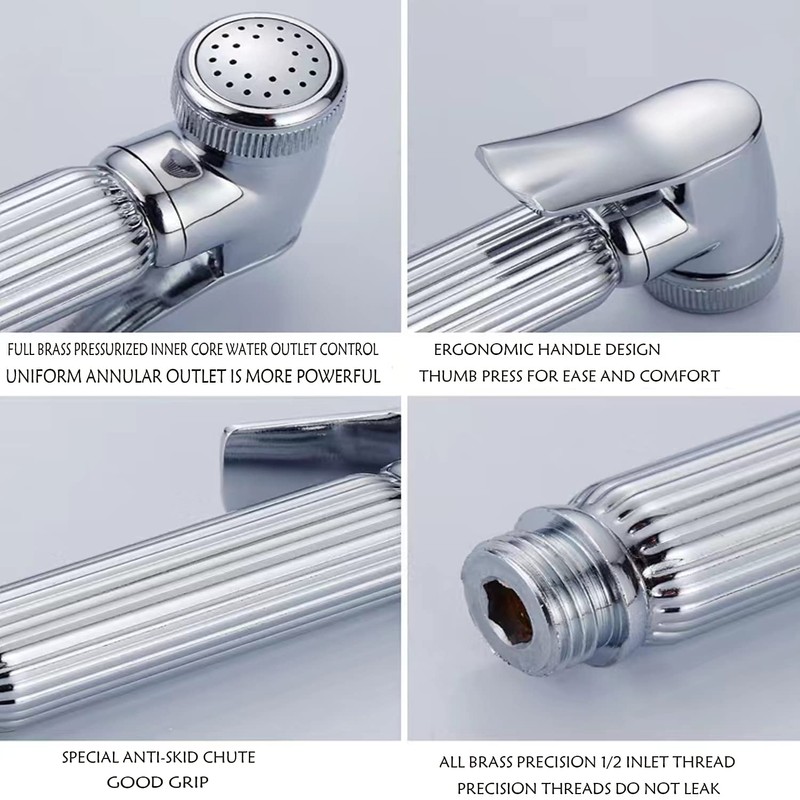 HOYOJU Solid Brass Handheld Bidet Sprayer Toilet-Adjustable Water Pressure Control