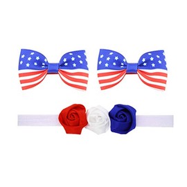 JustMyDress Infant Baby Flower Headband with 3 Color Blue White Red Hair band Accessories JHN08 (Set-G)