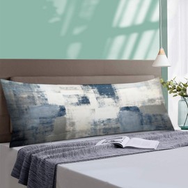 Grey Blue Abstract Art Painting Body Pillow Cover White Blue Gray Long Pillow Case with Zipper Decorative Bedding Pillowcase Modern Pillow Covers Soft Cushion Pillow Case for Bedroom,Couch,20"x54"