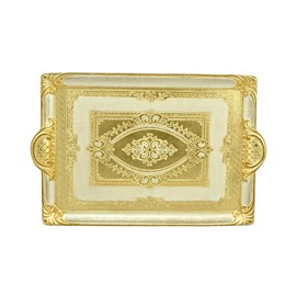 Vintage Florentine Wood Vanity Tray with Handles, 15.5" x 10", Gold Tray for Vintage Home Decor, Shabby Chic Decor, Perfume Platter, Gifts for Women, Made in Italy (Cappuccino, Medium)