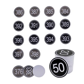 NumRealm 35mm ABS Plastic Round Table Numbers, Locker Cabinet Numbers Signage Tags Labels - Black 1 to 50
