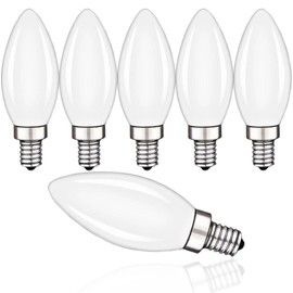 FUTIME 6Pack B11 E12 LED Candelabra Bulbs, 5W Equal 40 watt Edison Light Bulbs, Daylight White 5000K Dimmable Candle Bulb for Chandeliers, Ceiling Fan,Pendant,Wall sconces 450LM Light Bulb Milky Glass
