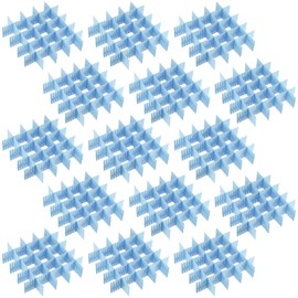 JOIKIT 60 PCS Blue Plastic DIY Grid Drawer Dividers, Plastic Desk Drawer Separators, Adjustable Drawer Divider Organizer, Household Storage Makeup Socks Underwear Organizer