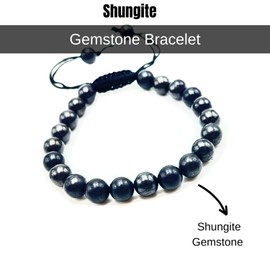 Shungite Crystal Bracelet for Women Men - A+ Grade Adjustable 8mm Healing Crystal Stone Beaded Bracelet Pulseras Para Hombres Mujer Stocking Stuffers