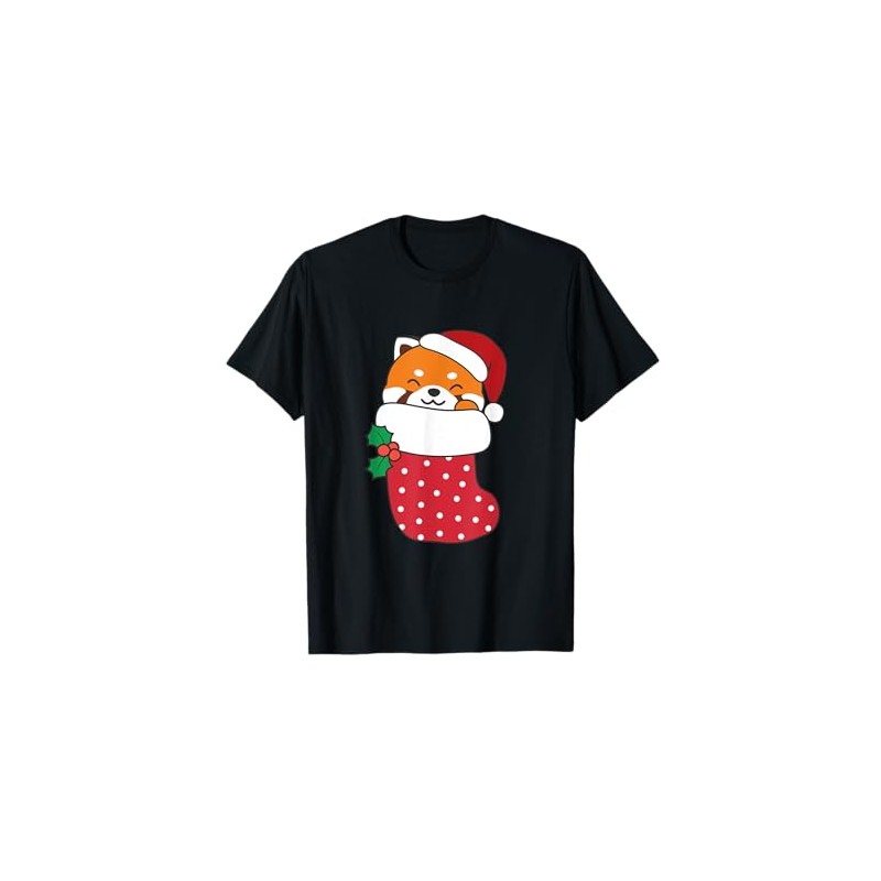Cute Red Pandas In Christmas Stockings For Christmas Red T-Shirt